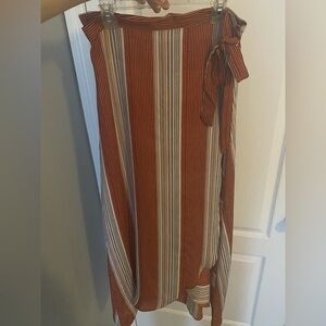 Striped Wrap Skirt with Bow